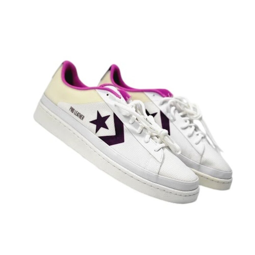 CONVERSE Pro Leather OX Low White Purple Sneakers Unisex Women 11.5- Men 10 NWOB